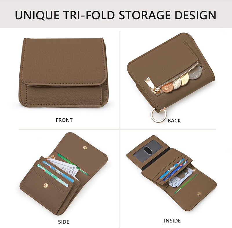 Sunpour Store محفظة مفاتيح RFID للنساء، محافظ صغيرة مع حلقة مفاتيح و جيب للنقود و نافذة للهوية - Image 3